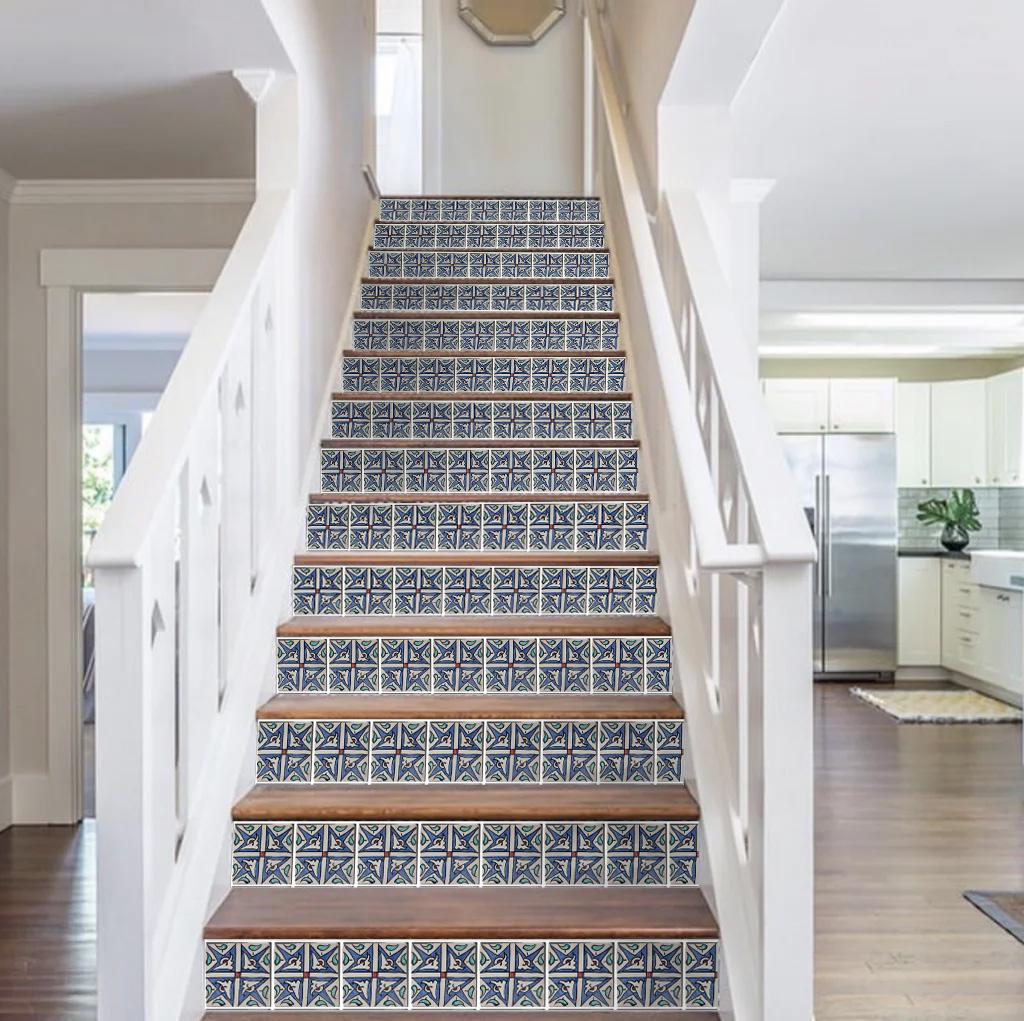 Ceramic Tile Risers Handmade Ceramic Stair Riser Tiles: Blue Zellige Fireclay (4x4) - Etsy
