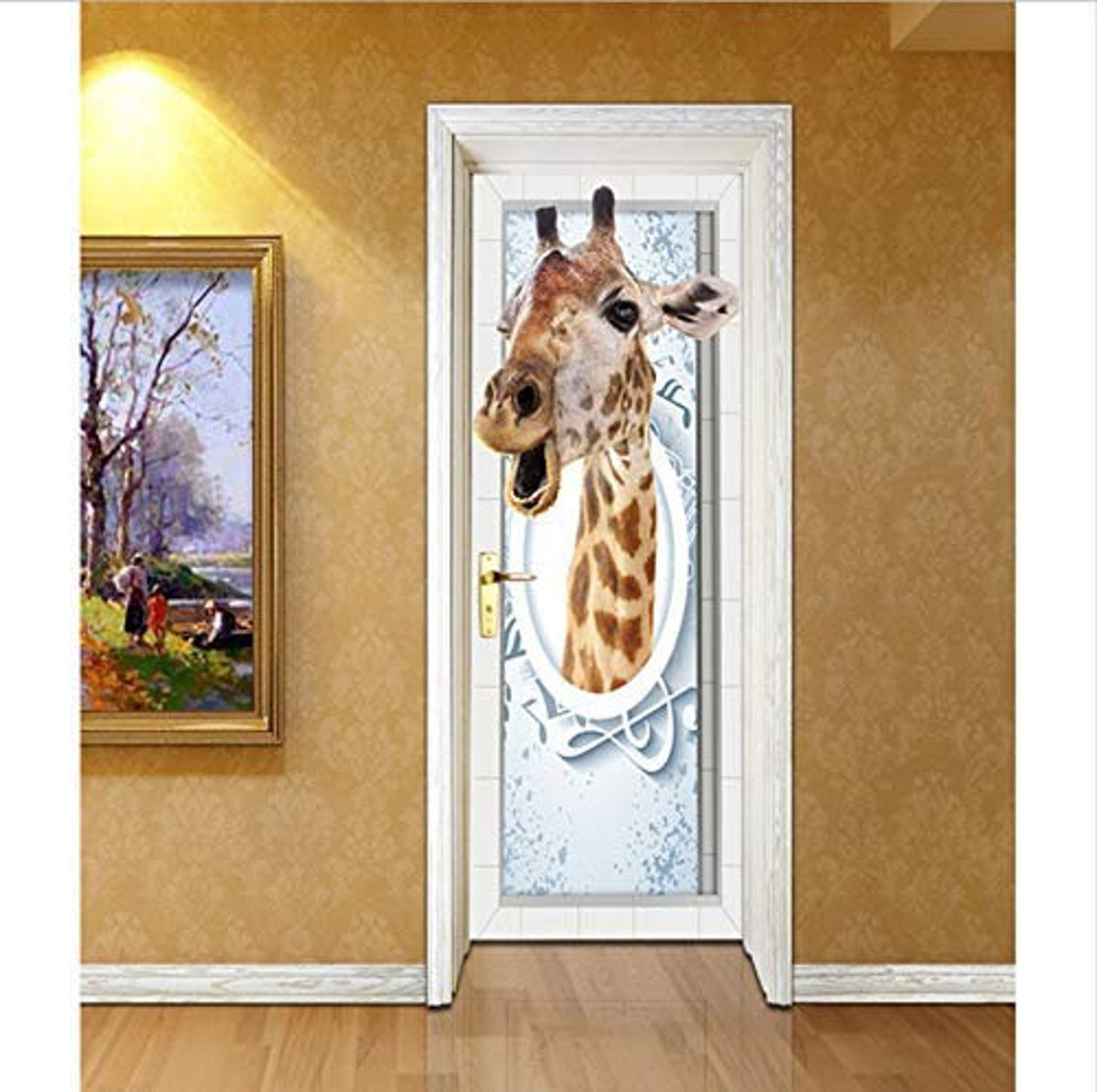 3D Giraffe Interior Door Wall Art Sticker Childrens Decoration Etsy UK