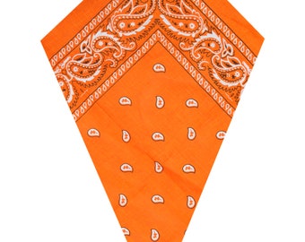 Orange Paisley Bandana Head Scarf