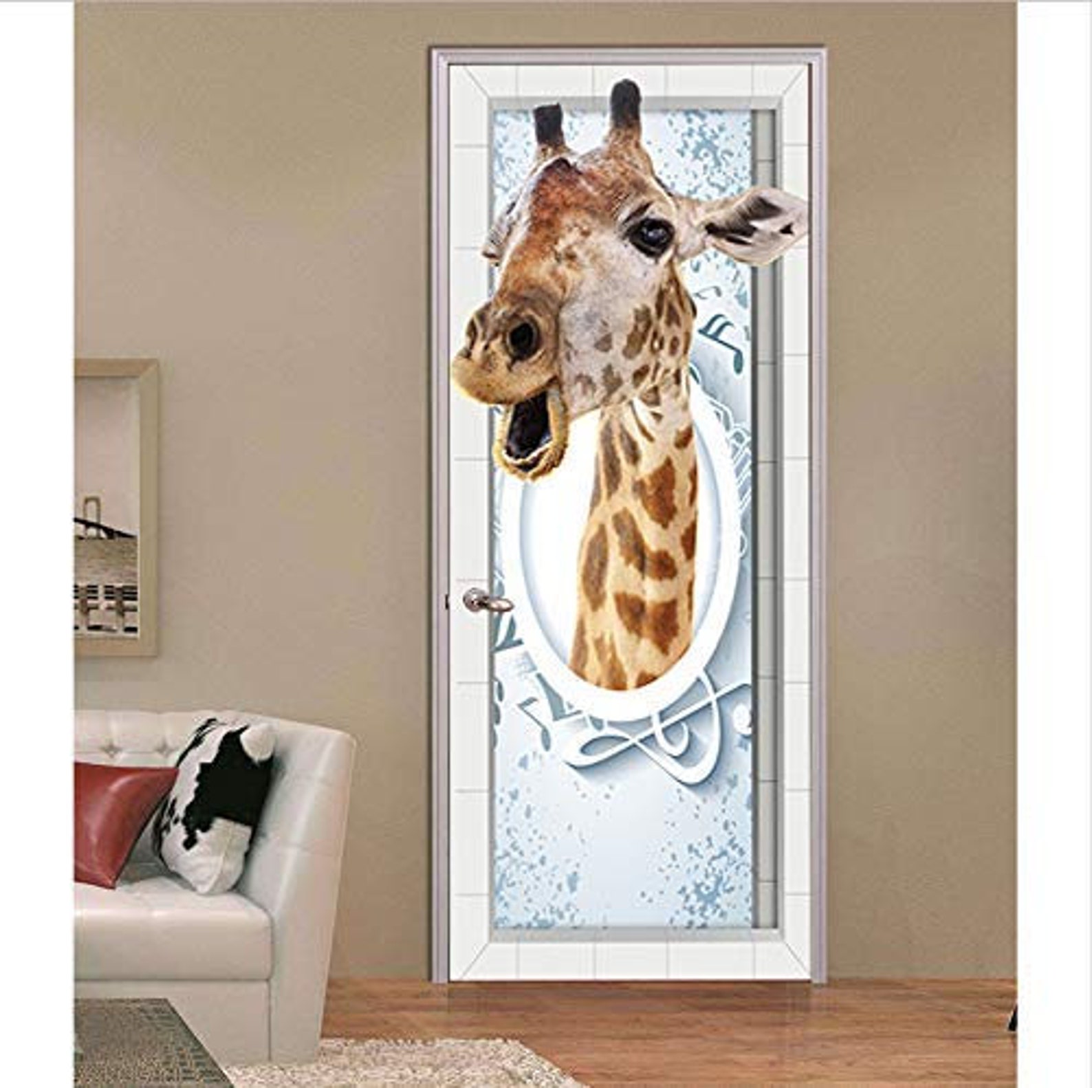 3D Giraffe Interior Door Wall Art Sticker Childrens Decoration Etsy UK