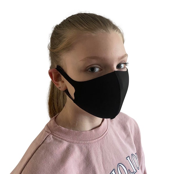 Kids Childrens Black Washable Reusable Face Mask Protection Unisex Girls Boys