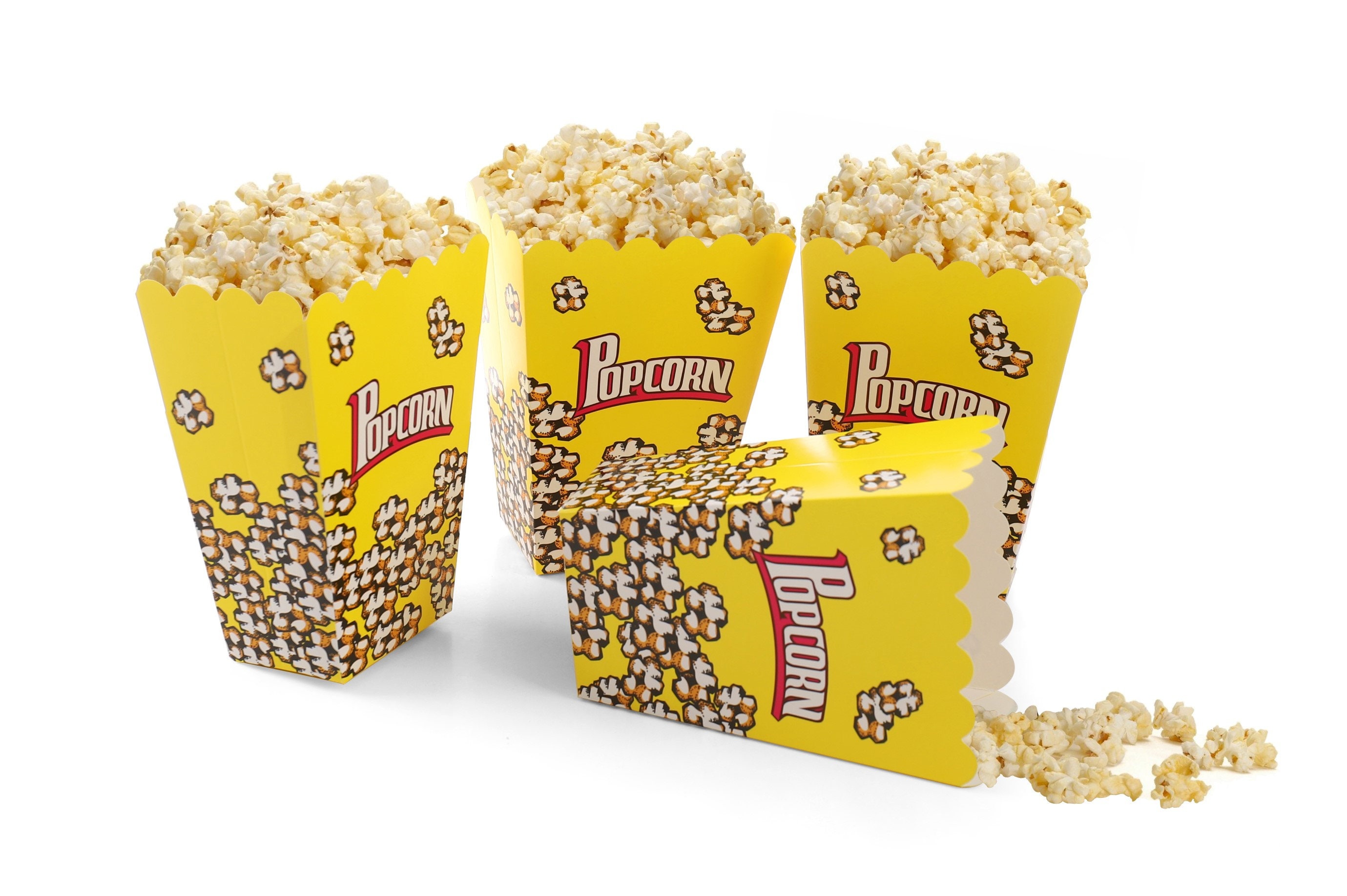 Foldable Pack Of Childrens Popcorn Holder Boxes Yellow Pack Etsy