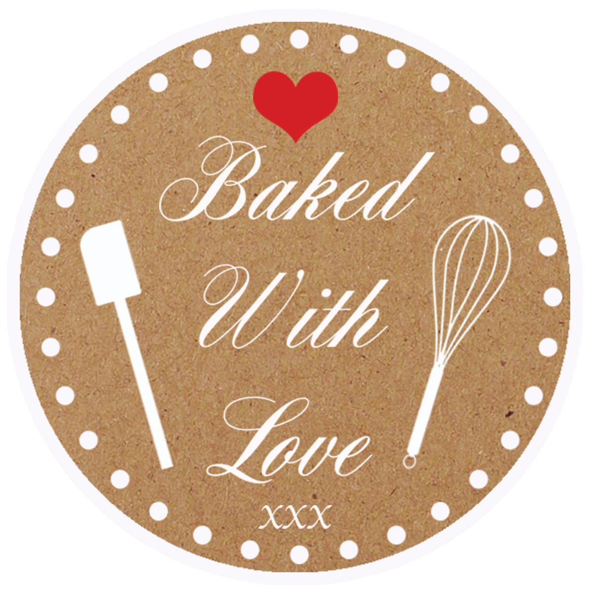 Baked With Love Brown Round Sticker for Baking Cooking Food | Etsy