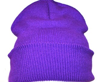 Plain Purple Casual Warm Winter Beanie Hat (Pack of 1)