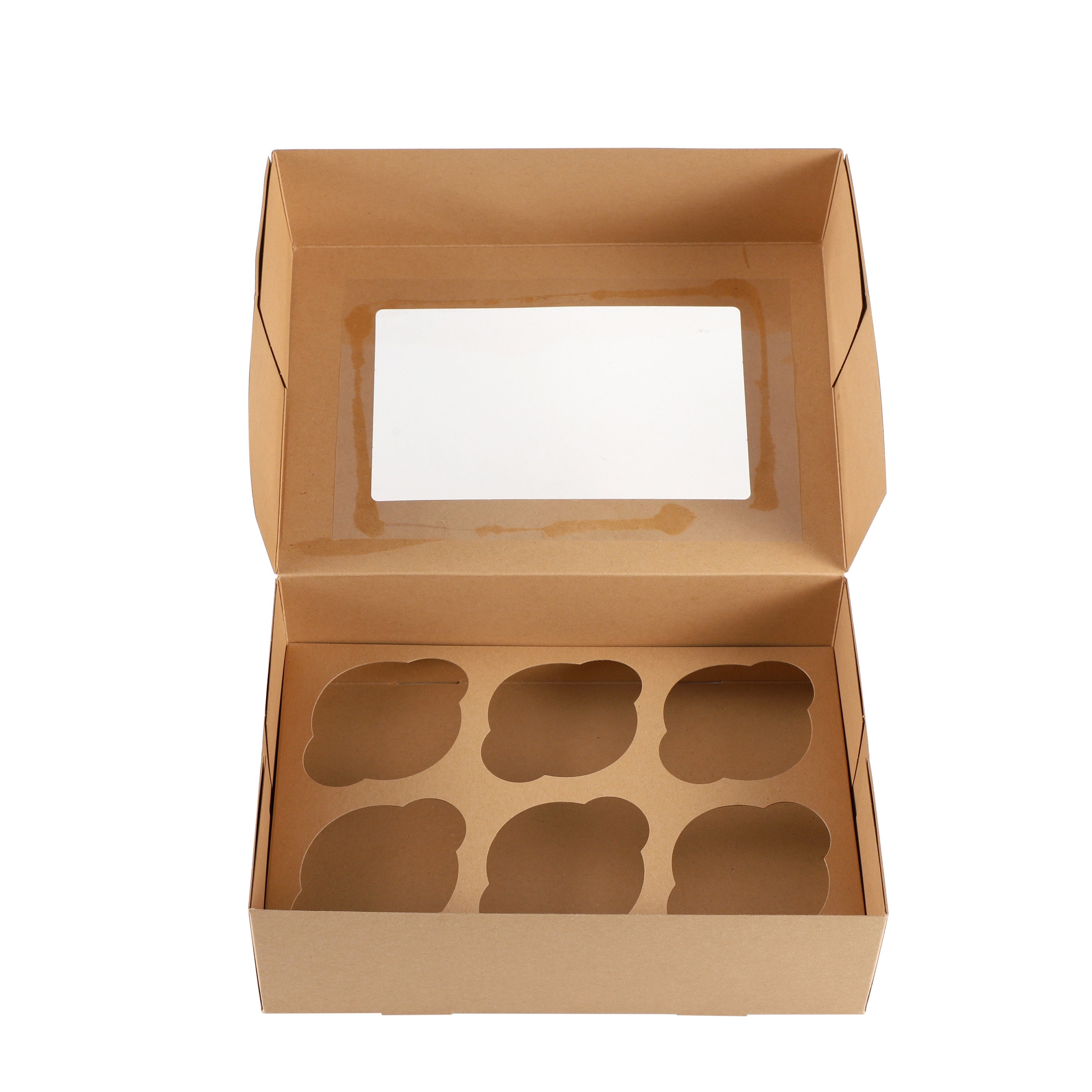 Cupcake Boxes Kraft Brown Holds 6 Single Fairy Cake With Clear Etsy UK