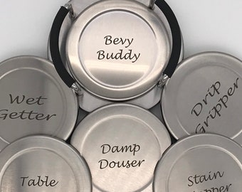 RoundSquare Blank 6-Pc Stainless Steel Coaster Set