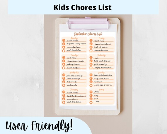 Kids Chore Chart Printable Kids Schedule Printable to Do - Etsy