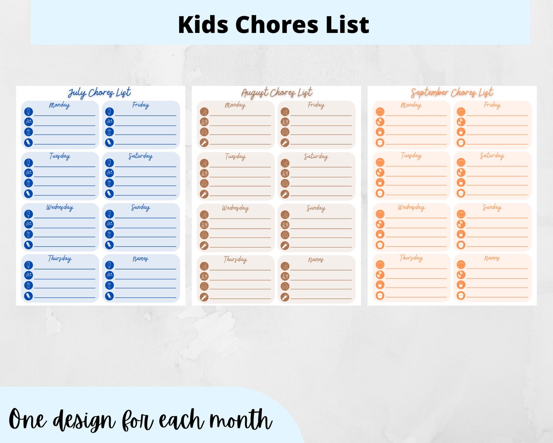 Kids Chore Chart Printable Kids Schedule Printable to Do - Etsy