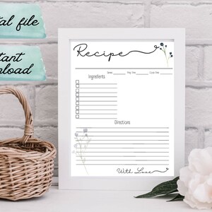 Editable Recipe Template, Recipe Sheet Template, Editable Recipe Card, Personalized Recipe, 8.5x11 Recipe Page