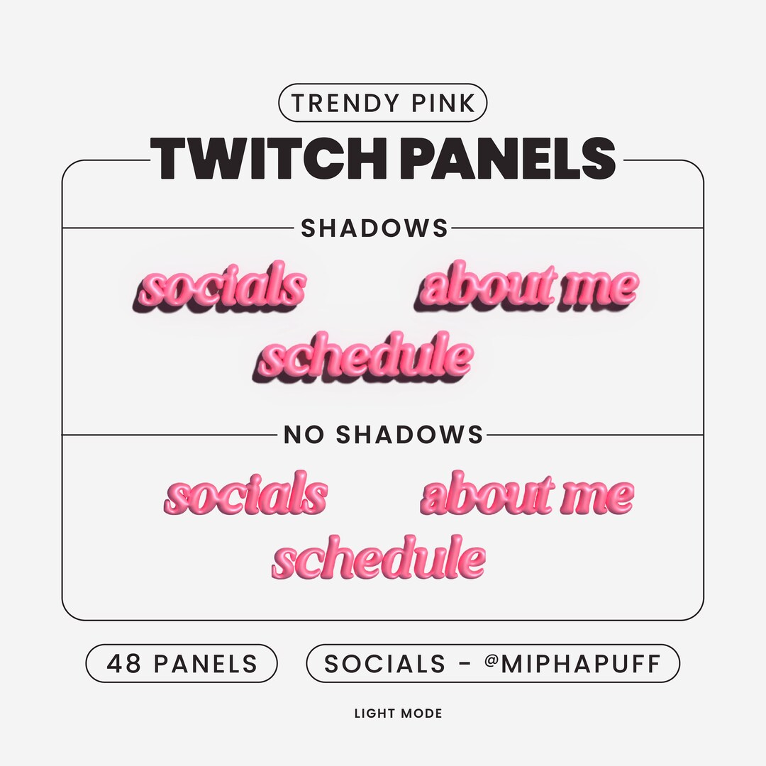 Trendy Pink TWITCH PANELS Cute Pink Girly Streamer Twitch