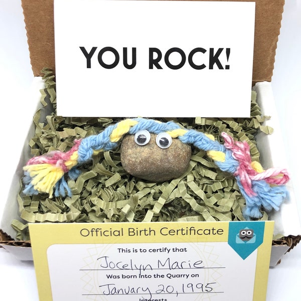 Rock Buddy (GIRL) Sent In A Box, You Rock Card, Rock Buddies, Funny Birthday Present, Make Her Laugh, Valentine's Gift, Pet, Gift For All