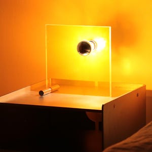 Sedgley Minimalist Lamp | Perspex Plexiglass | Neon Orange | Designed & Made in the UK