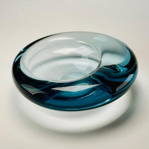 Per Lütken for Holmegaard | Aqua Blue Glass Bowl | Signed, 1960