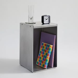 Penn Metal Nightstand – Medium | Bedside Table | Aluminium | Industrial Minimalist Modern | Designed & Made in England