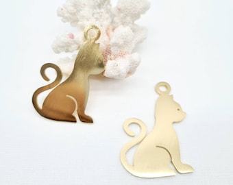 Pendentif chat en aluminium, breloque découpe laser