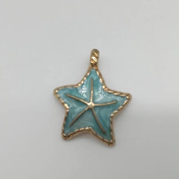 Pendentifs étoile mer émaillée bleu