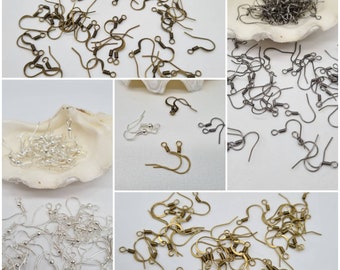 100 ganci per orecchini placcati in oro con molla e pallina