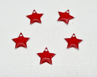 Sequin étoile émaillé rouge  atelier créatif