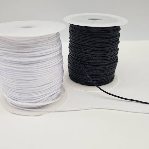 Fil de nylon tressé noir ou blanc fil macramé 1,5mm