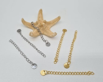 Chaînette d'extension en acier inoxydable avec médaille rallonge pour collier et bracelet
