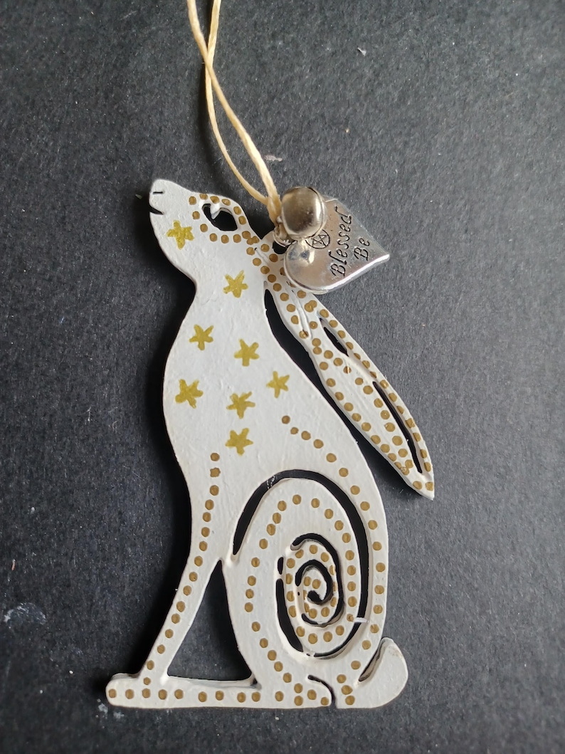 Celtic Moon Gazing Hare White & Charms - Etsy UK