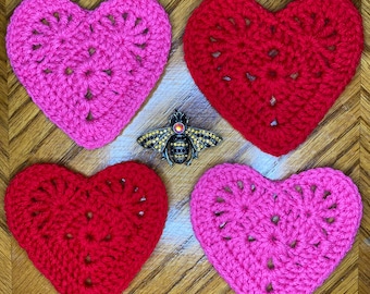 Haak Heart Coasters - Valentine's Coasters