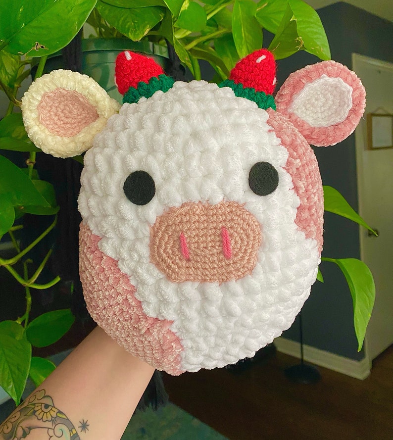 Crochet Strawberry Cow Squishmallow Etsy