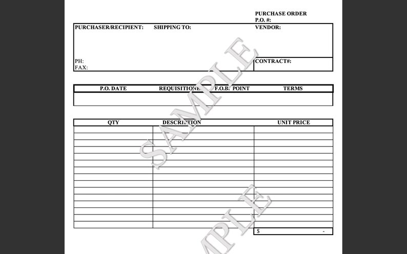 Basic Purchase Order Form - Etsy