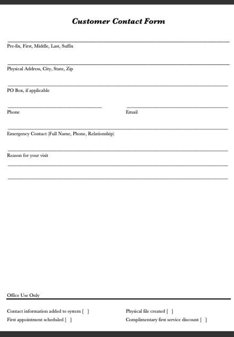 Basic Customer Contact Form Etsy