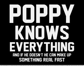Poppy Knows Everything svg, png, fathers day shirt design, eps, pdf, dxf, cricut files, digital download