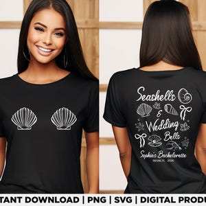 Custom Seashells and Wedding Bells Svg Png, Personalized Beach Bachelorette Party Shirt Design, Custom Bride Beach Matching Gift, D520