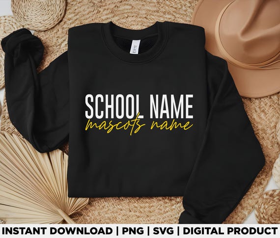 Custom School Mascot Name Svg Png, Personalized Team Design, School Spirit Graphic, Personalized Team Name Design, Digital Download, D489