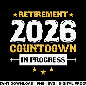 Odliczanie do emerytury 2026 w toku SVG PNG, projekt na emeryturę w stylu vintage, zabawny prezent na emeryturę, emeryt 2026 SVG, nauczyciel SVG, prezent dla absolwenta