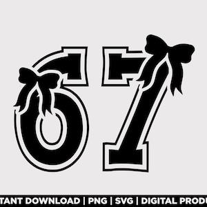 6 7 Meme Ribbon Svg Png, Six Seven Design, rolig social media design, viral TikTok Png, par matchande Svg, rosett Clipart, digital nedladdning