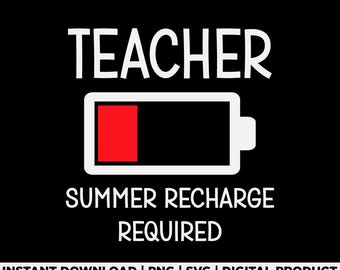 Summer Recharge Required Svg Png, Teacher Vacation Shirt Design, Teacher Off Duty Svg, Teacher Summer Break Shirt Design, End of School Year