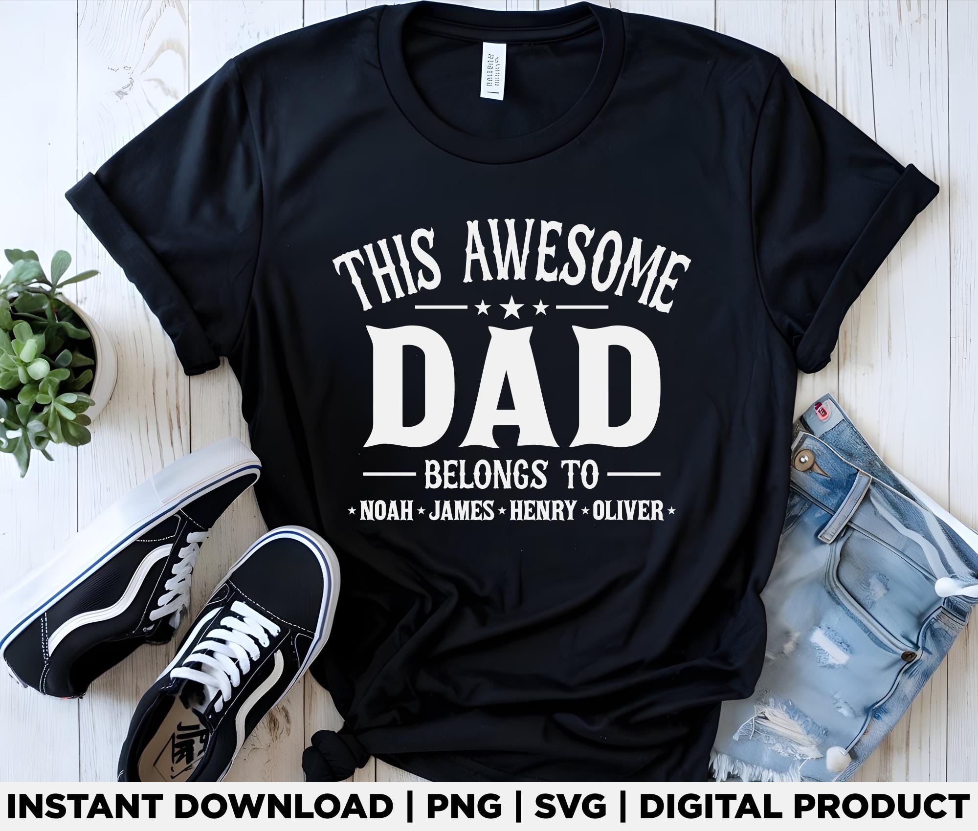 Personalized Dad Kids Name Svg Png, Custom Father Shirt Design With ...