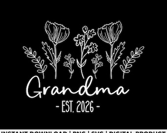 Promoted To Grandma 2026 Floral Svg Png, Pregnancy Announcement Design, New Grandma Gift, Baby Reveal 2026, Baby Shower Svg, Digital File
