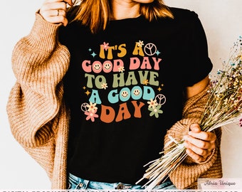 Es ist ein guter Tag, um einen guten Tag zu haben svg, png, eps, pdf, dxf, retro groovy welliges Design für T-Shirts, Tassen, Aufkleber und mehr