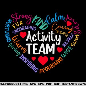 Activity Team Assistant Squad Professionals Week Director svg, png, shirt design, eps, pdf, dxf, cricut files, digital download