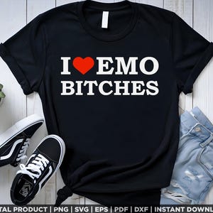 Amo a las perras emo, cita divertida, corazón rojo, estilo chica emo, PNG, emo svg, g, PNG populares, Love Bitches Png, regalo de San Valentín, divertido San Valentín Svg