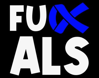 Op de afbeelding: Witte tekst die "FUX ALS" luidt met een blauw lint in het midden van het woord "FUX".