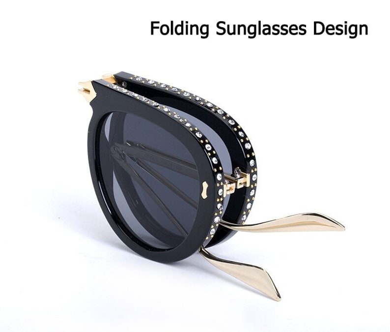Black Frames Oversized Sunglasses Foldable Sunglasses Fashion Sunglasses Round Shades Hip Hop Sunglasses Luxury Sunnies