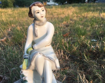 Vintage USSR/Soviet Porcelain Figurine Figure Skater Statuette Antique