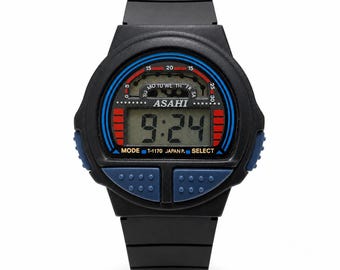 Vintage ASAHI T-1170 Digital LCD Watch Japan P. 90s Retro Sport