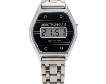 Vintage Soviet Elektronika 5 Digital LCD Watch USSR Retro 1980’s