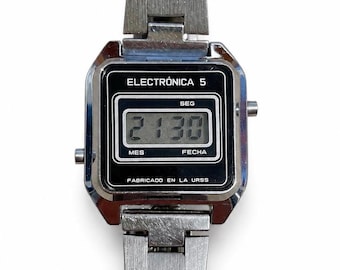 Vintage Elektronika 5 Electronica USSR LCD Watch Spanish Export Works Soviet