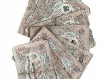 Lot of 10 Imperial Russia 3 Rubles Banknotes 1905 Tsar Nicholas II