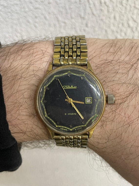 USSR Rare Mechanical Wrist Watch Slava "Malachite"