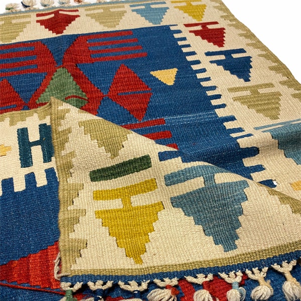 Einzigartiger Kelimteppich Handgewebt /Turkish Antique Handwowen Kelim Rug 85 x 120cm Vintage Wool 24