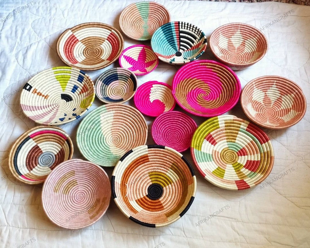 Set of 16 Wall Baskets Decor Handwoven Sisal Baskets Wall Etsy